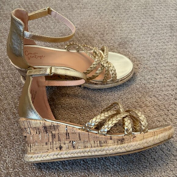 Crown Vintage Other - Gold Crown Vintage Espadrille Wedge Sandals - Girls Size 4 (Women's 6)